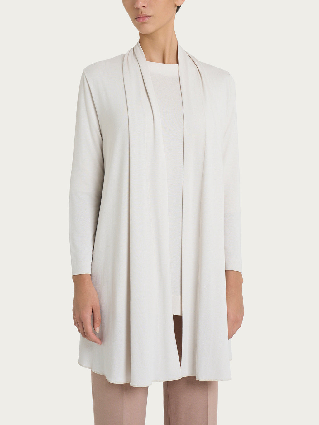 Ragno Cardigan Lungo Aperto Crepe Champignon Viscosa
