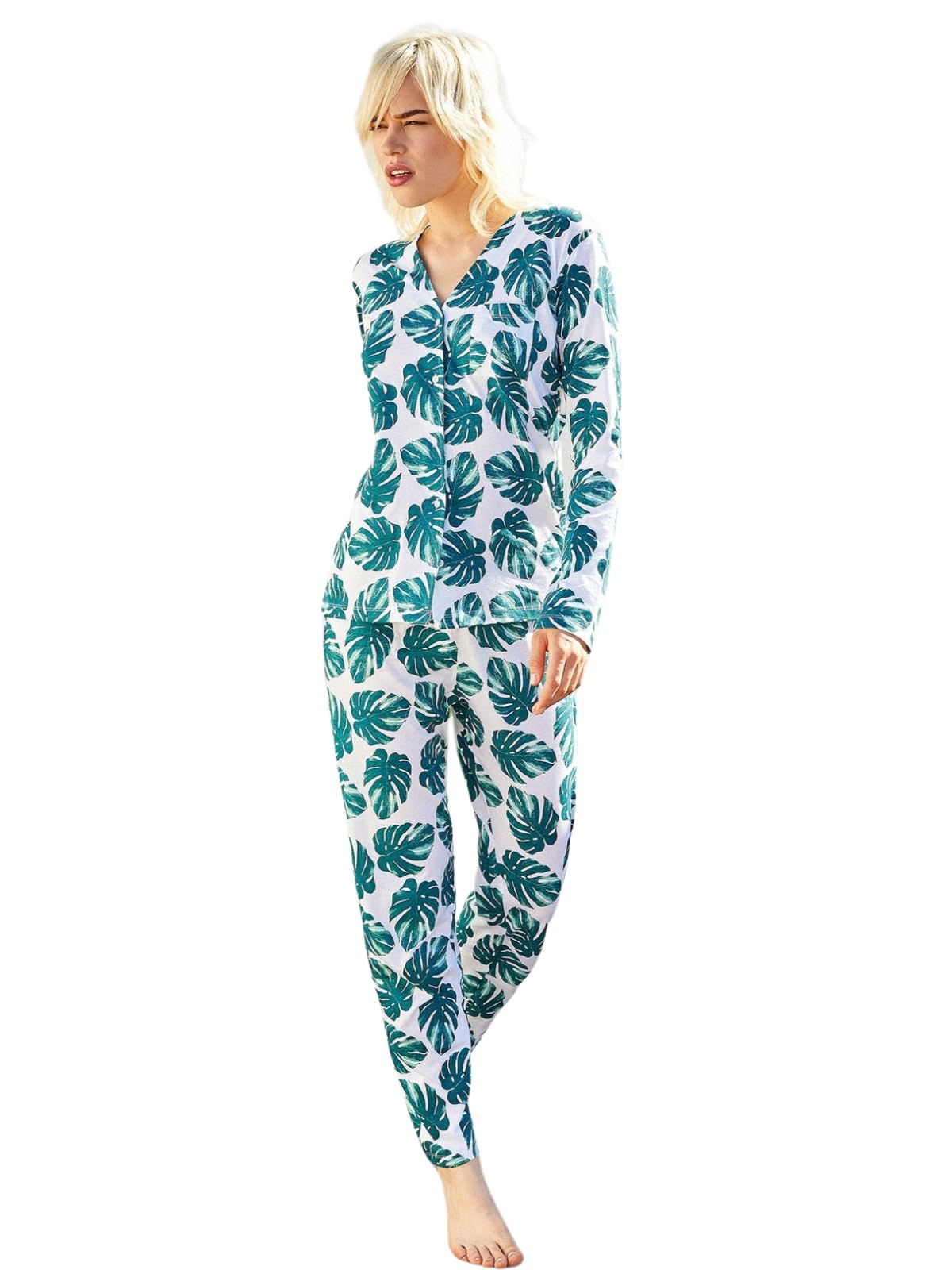 Lady C 3224 pigiama donna cotone leggero bianco fresco