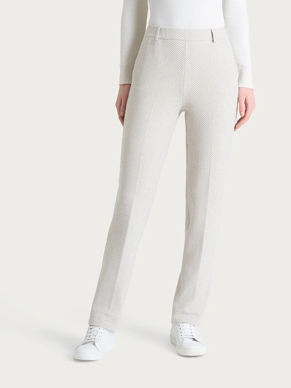 Ragno Compact pantalone dritto Fant.Avorio eco jacquard