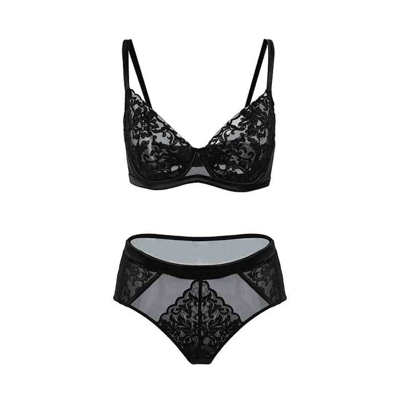 Maria Grazia Severi Gothic Glamour set lingerie ricamato nero