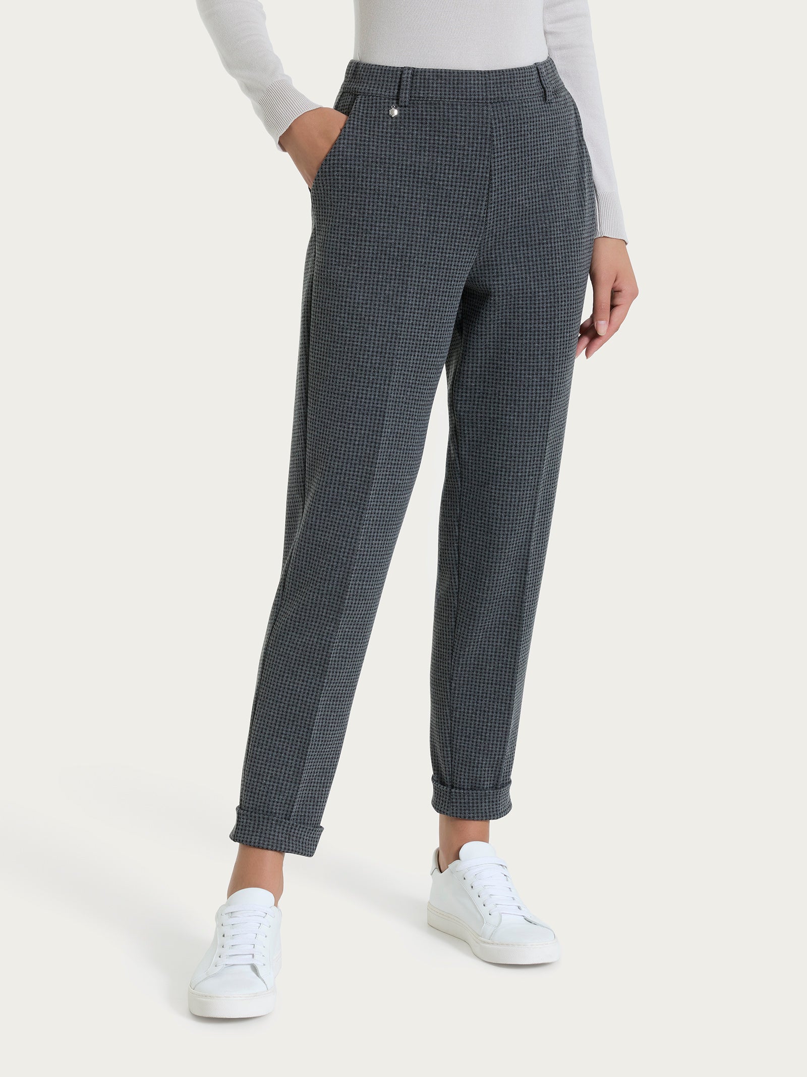 Ragno Compact pantalone chino slim micro check Ardesia Mel jacquard