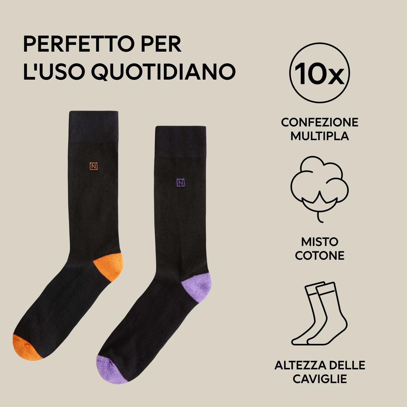 Next calzini uomo neri 5 paia cotone imbottiti