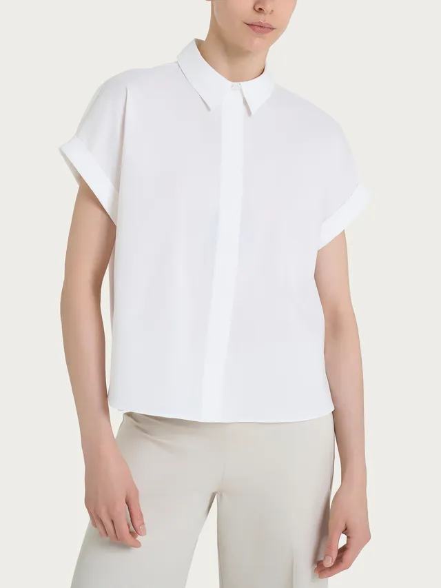 Ragno Popeline Camicia manica kimono camicia Bianco boxy