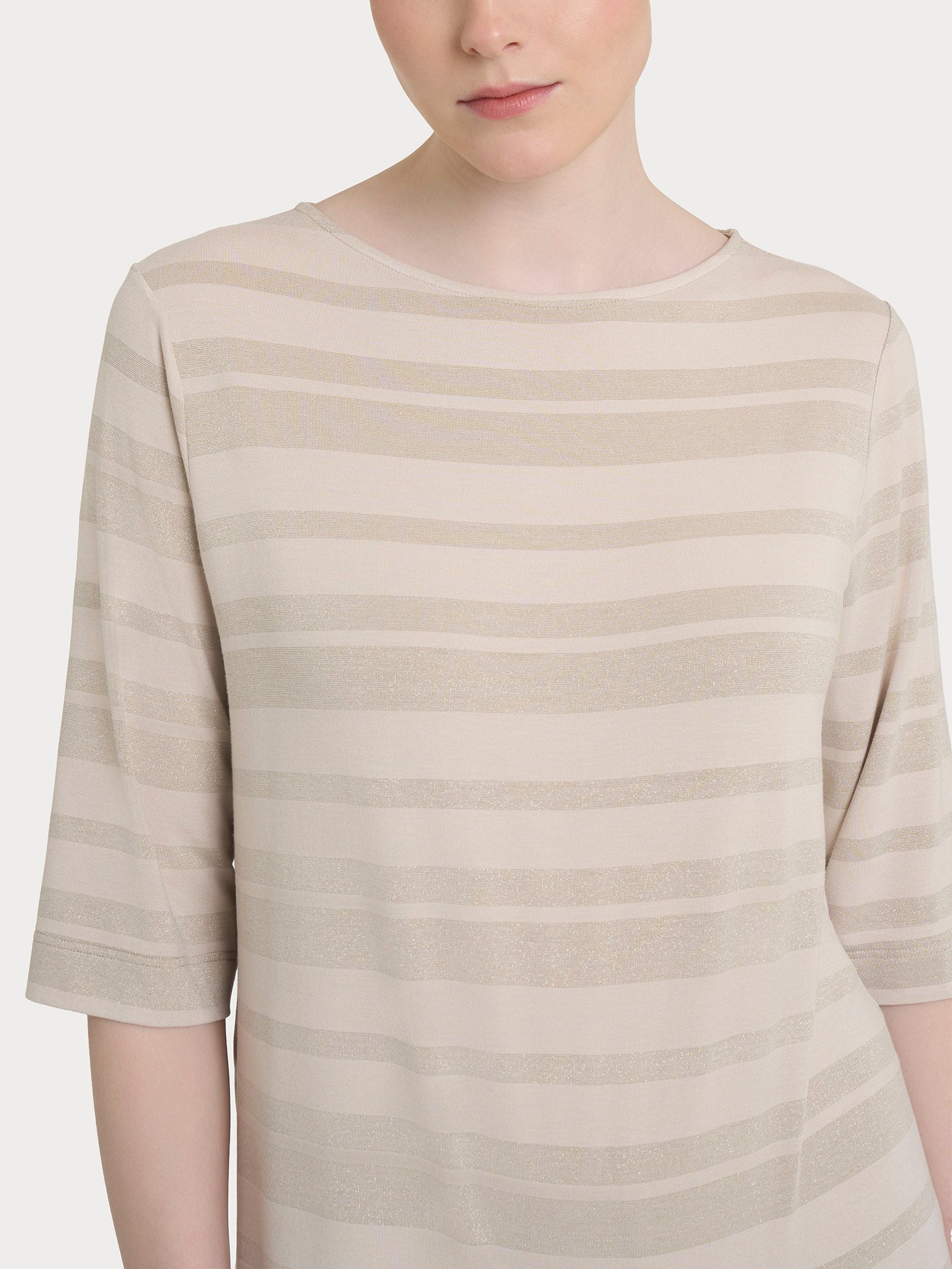 Ragno Viscosa Summer Maglietta Stripes Champignon righe lurex