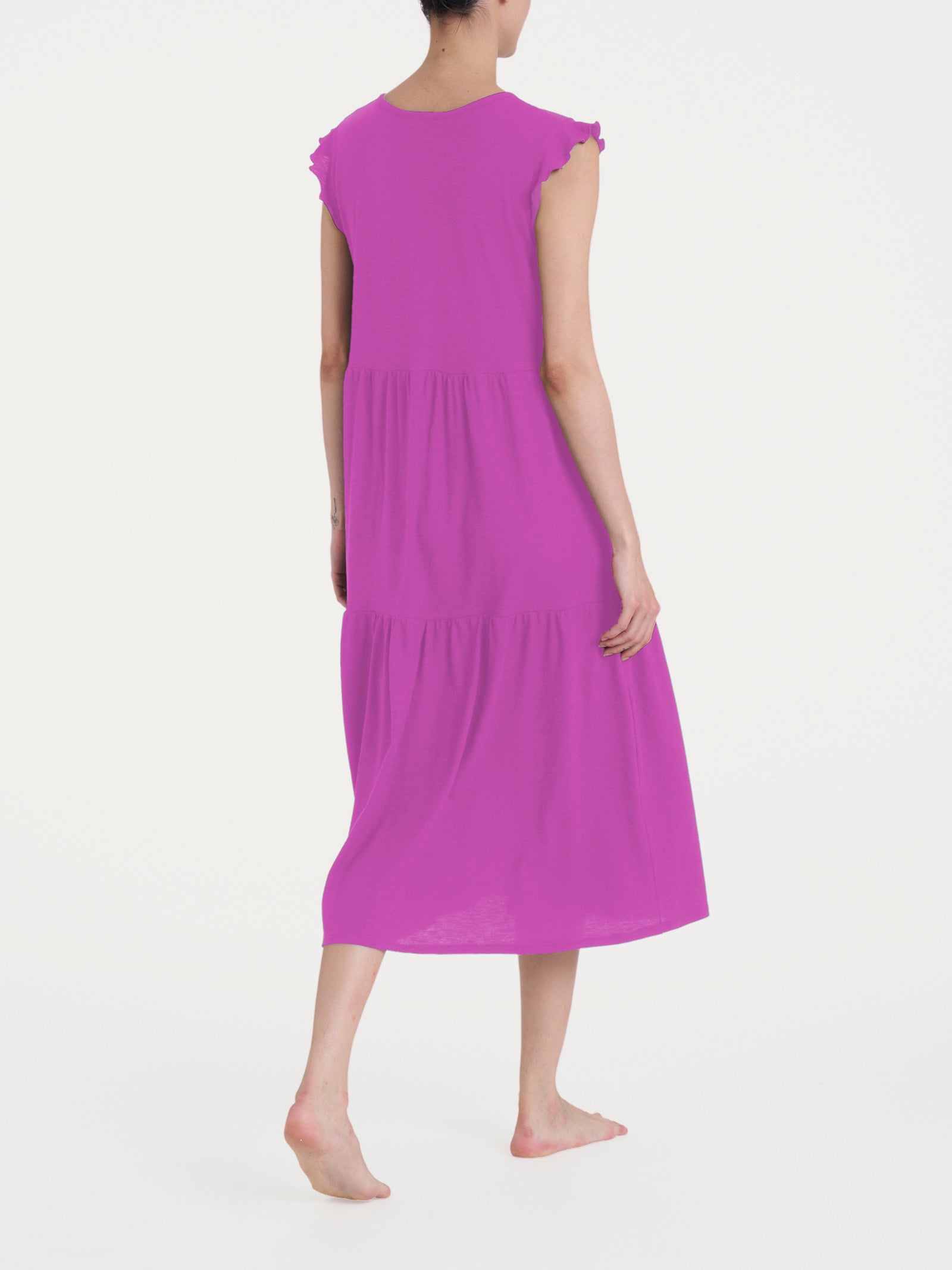 Ragno Jersey Cotone Abito Lungo Manichine Cattleya Orchid