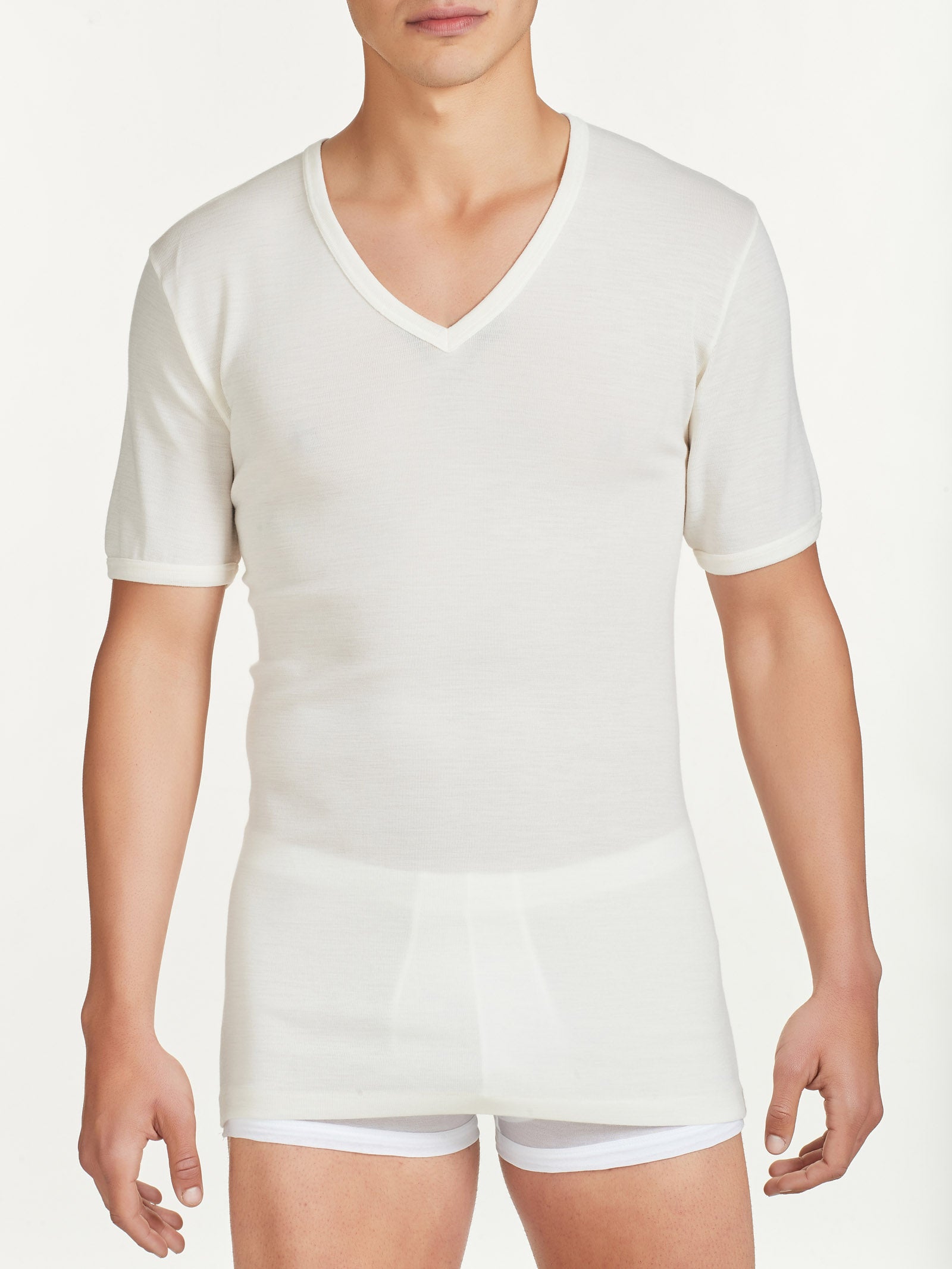 Ragno Merino Medium maglietta scollo V B.co Lana lana