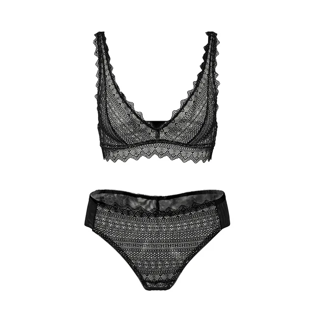 Maria Grazia Severi Full-Lace bralette e slip nero senza ferretto