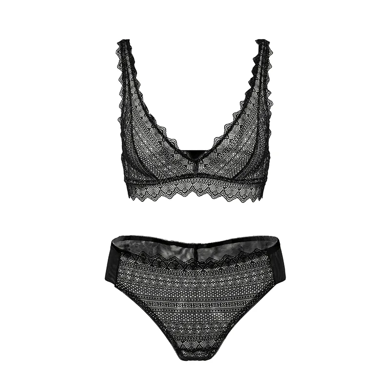 Maria Grazia Severi Full-Lace bralette e slip nero senza ferretto
