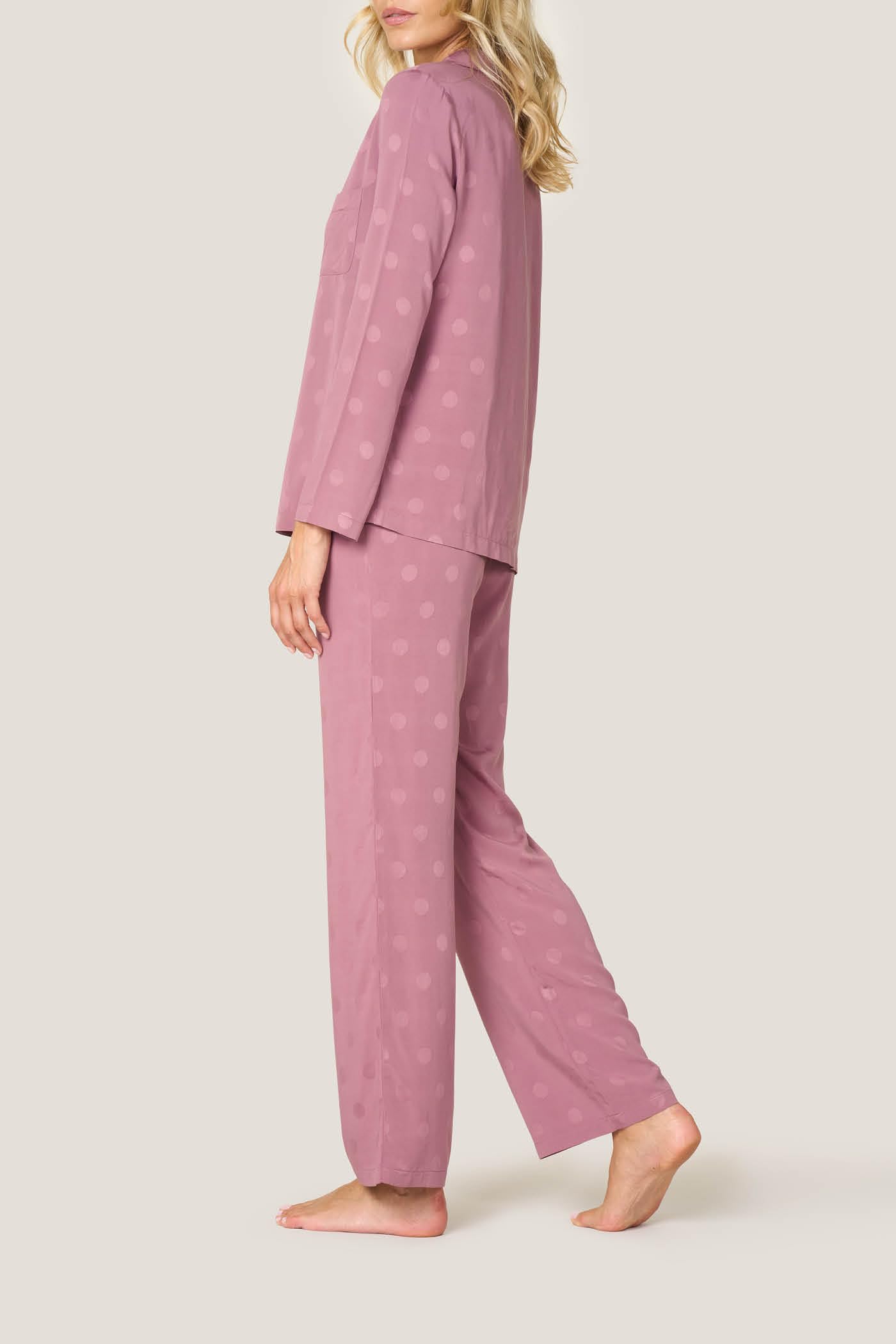 Goldenpoint Satin Pois Abbottonato pigiama lungo donna pois