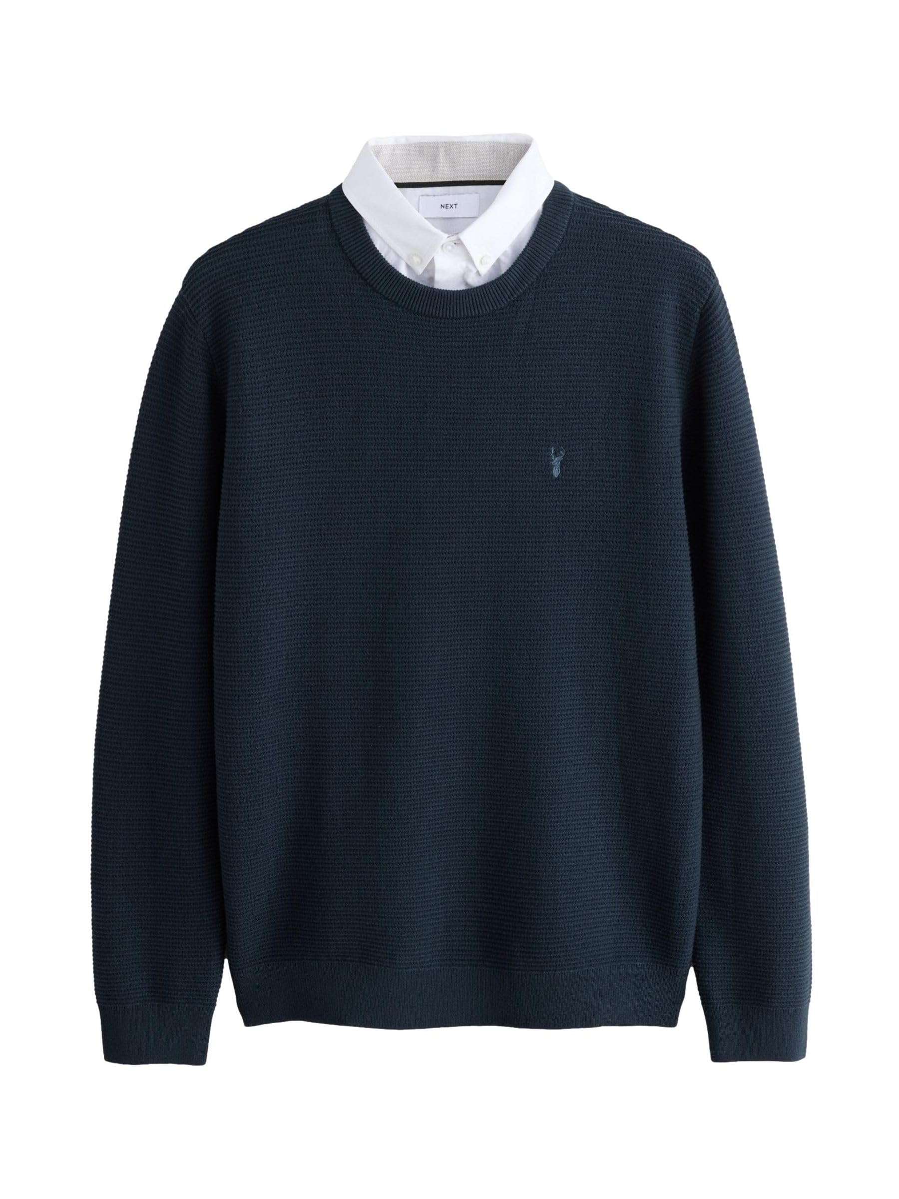 Next Oxford Testurizzata camicia uomo M blu navy regular