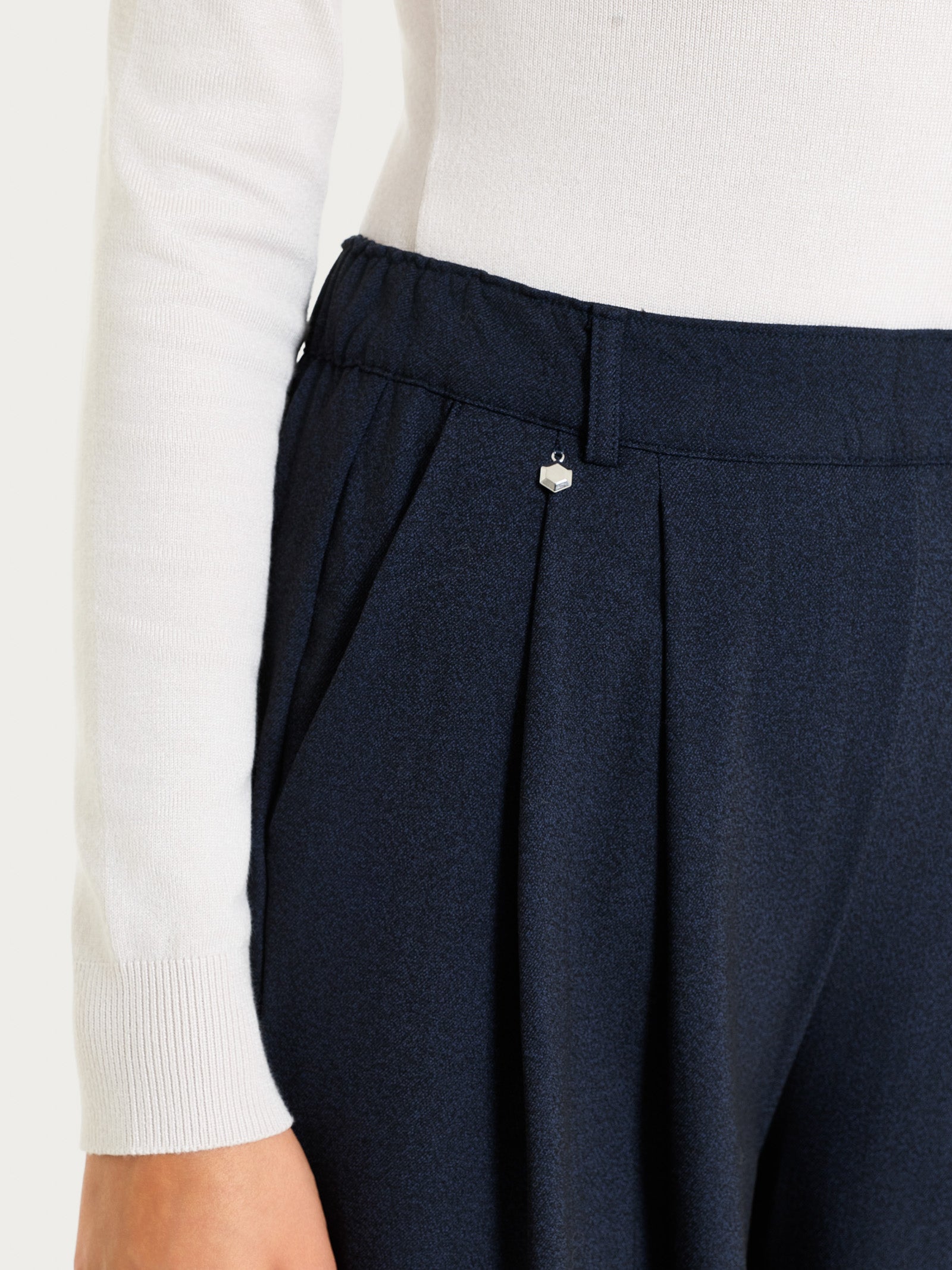 Ragno Flannel Twill Pantalone palazzo tasche Bleu Mel viscosa