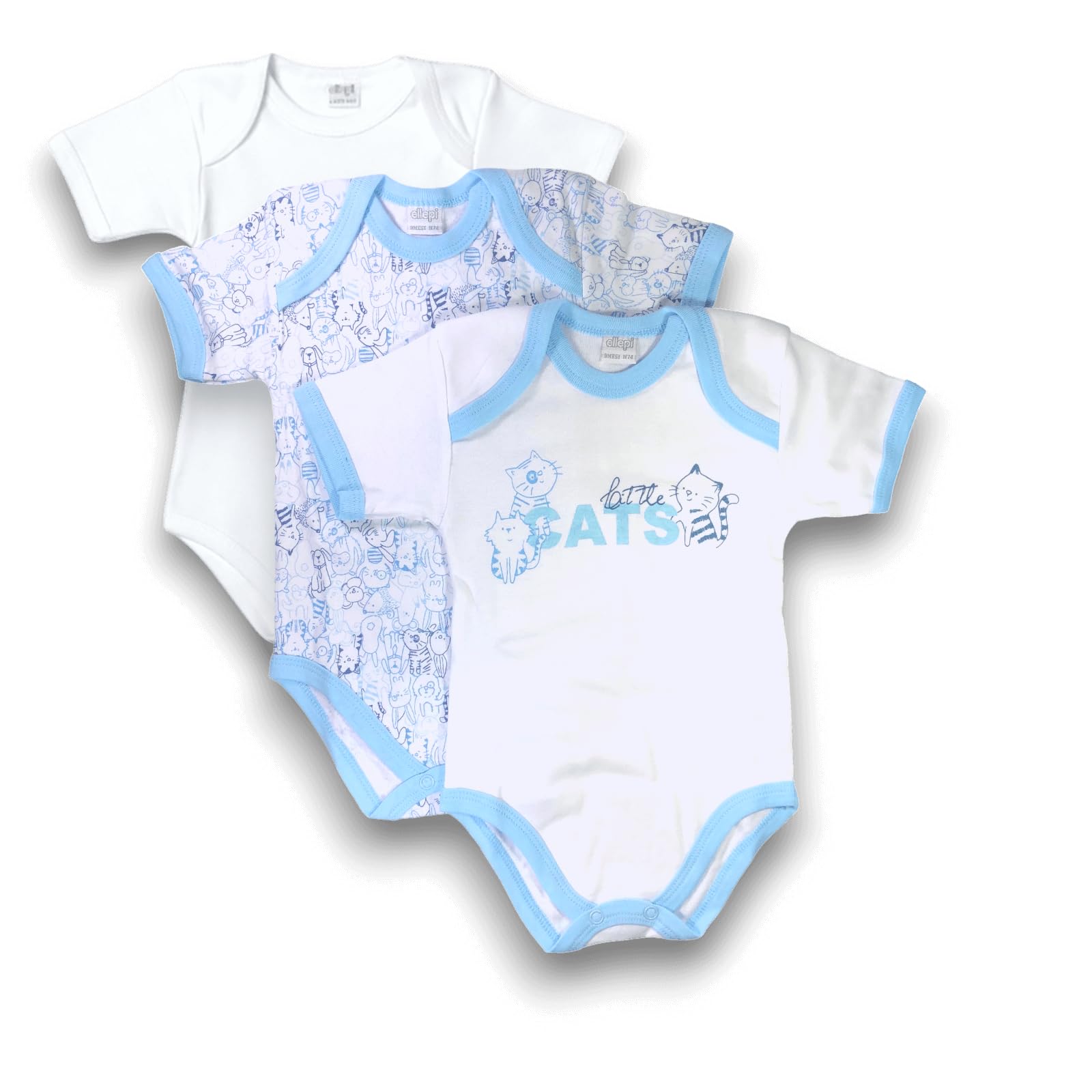 Lady C Body Bimbo Cotone Caldo Manica Corta 3 Pezzi Azzurro