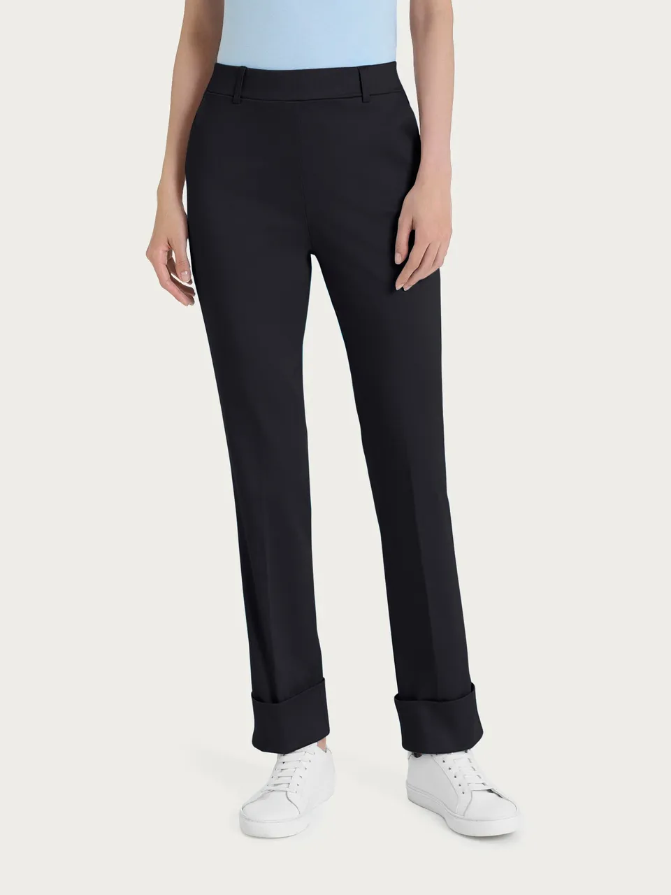 Ragno Satin Power The Straight Leg pantalone nero cotone