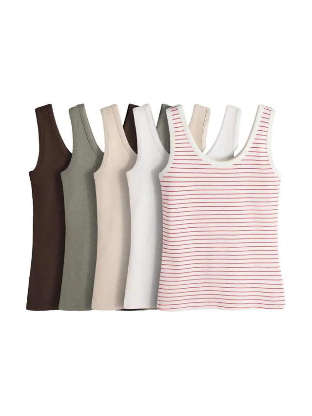 Next The Set Canotta coste donna scollo rotondo confezione 5 XL