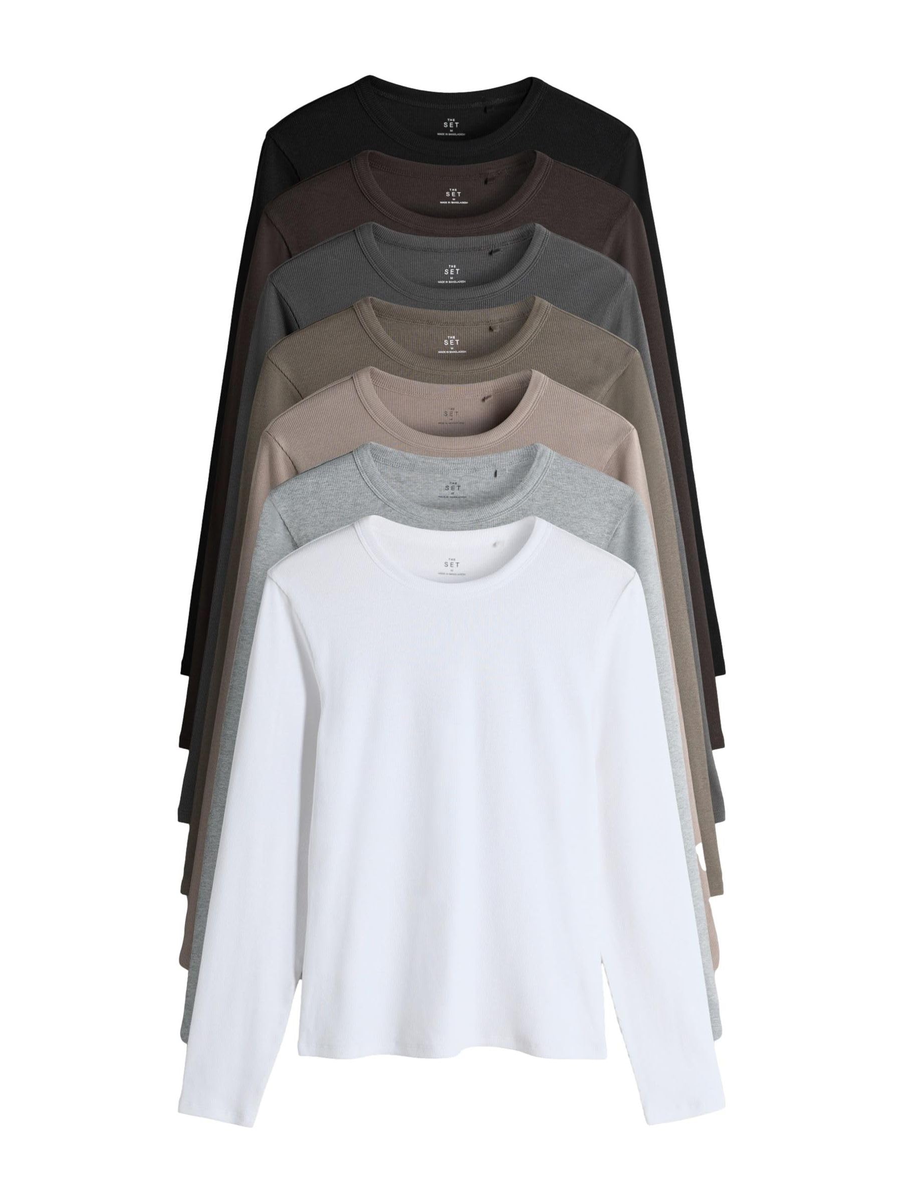 Next The Set magliette coste donna 7 pezzi maniche lunghe