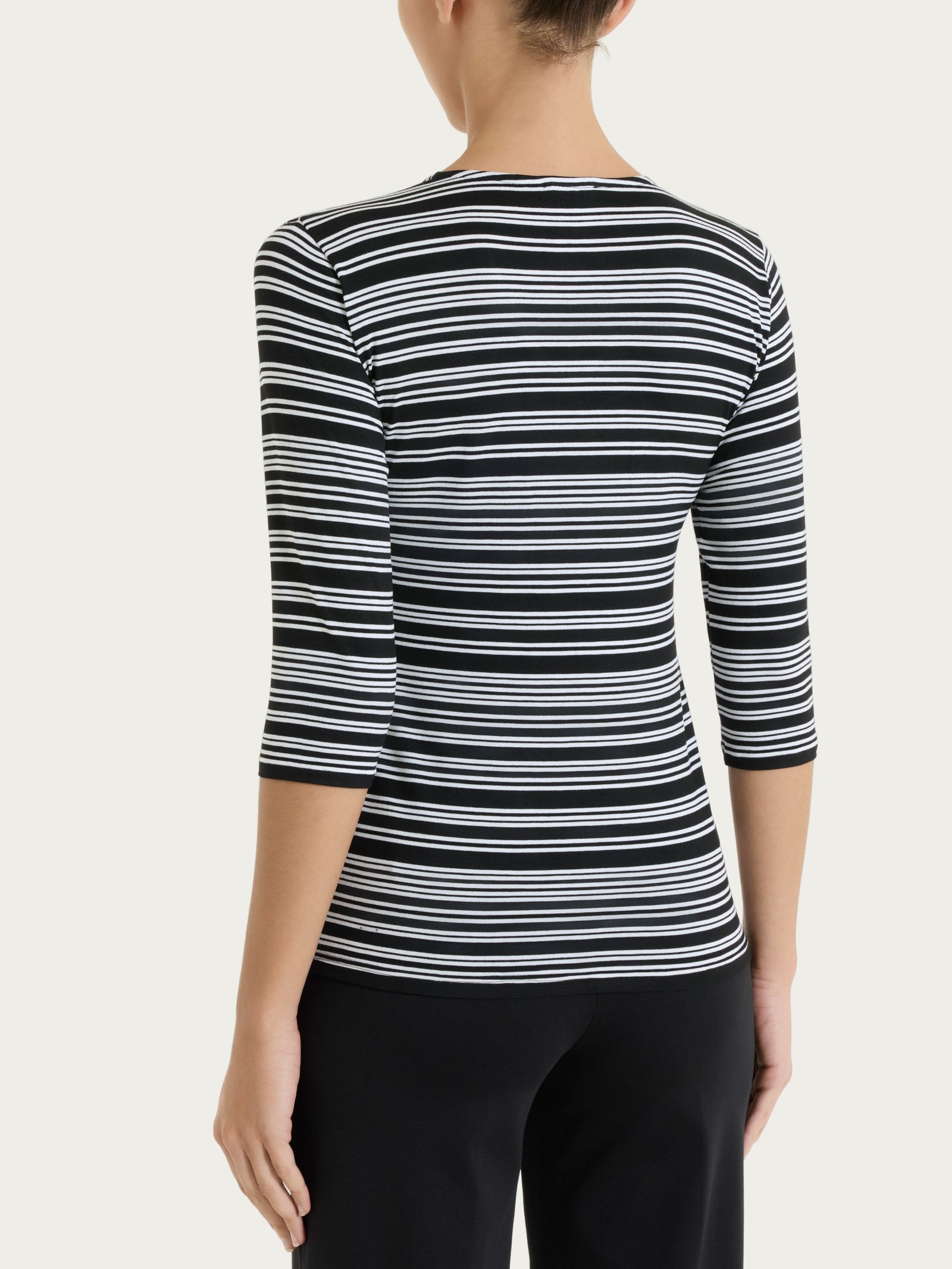 Ragno Viscosa Summer maglietta scollo a V righe Fant.Nero skinny