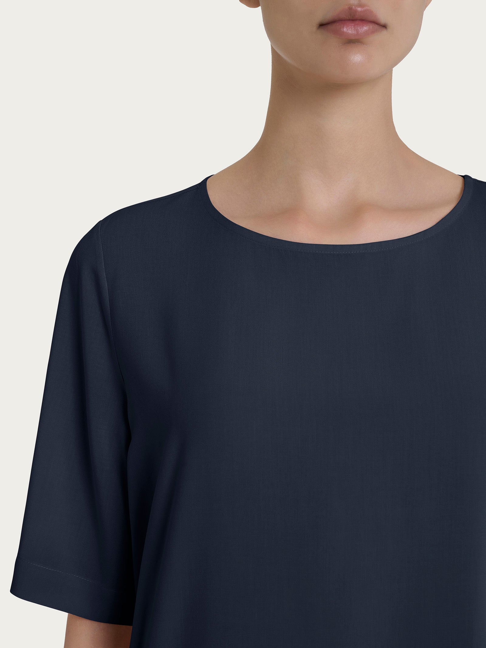 Ragno EcoSeta Blusa Manica Corta Blu in viscosa