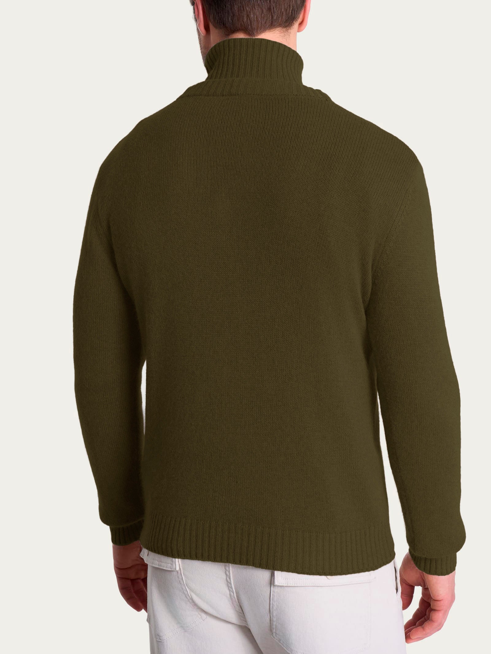 Ragno Natural Soft cardigan V Dark Olive lana