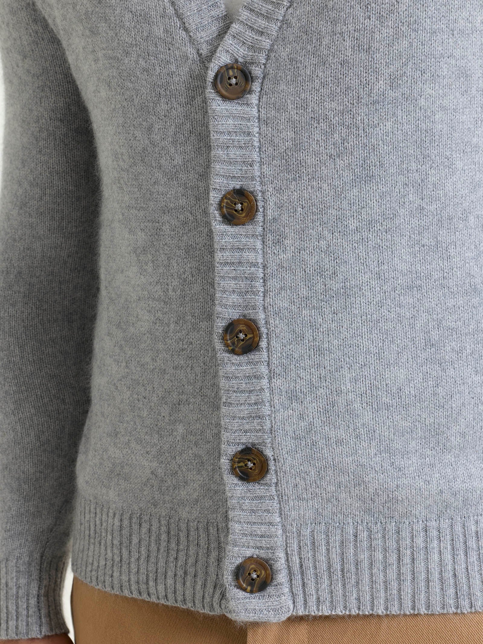 Ragno Natural Soft cardigan V Ghiaia Mel. lana