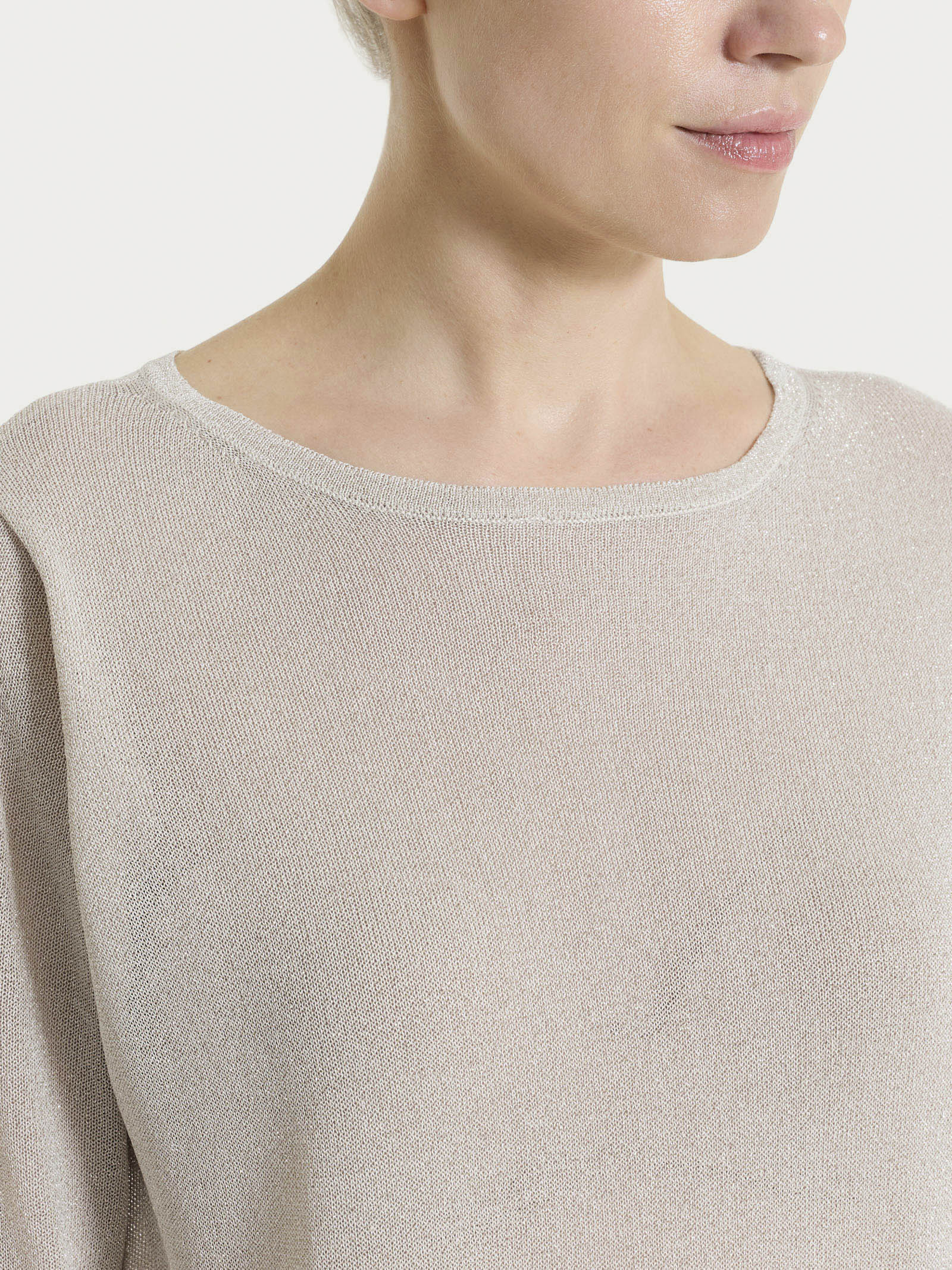 Ragno Maglia Manica 3/4 Barchetta Crêpe Lurex Lilac Ash