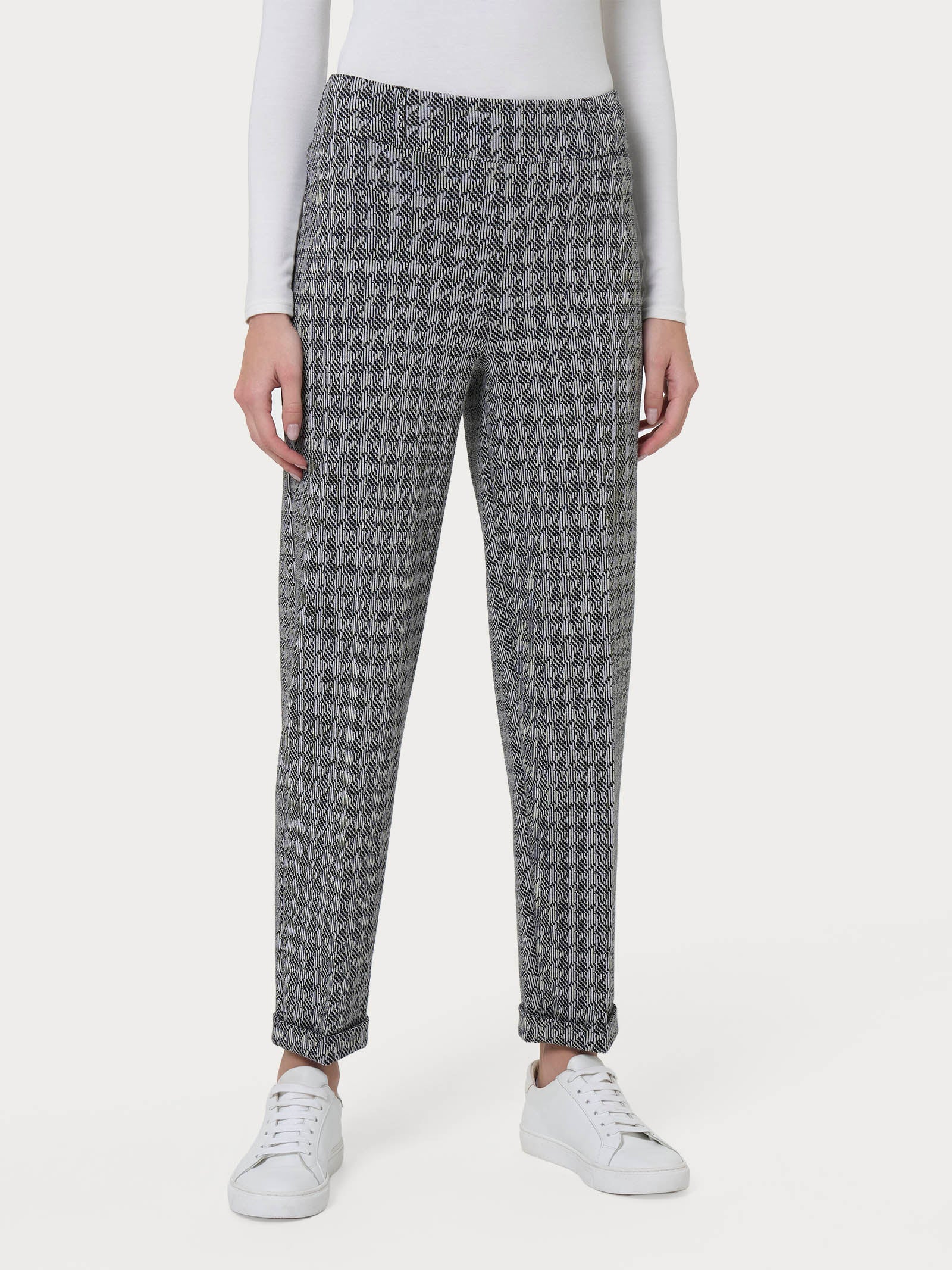 Ragno Compact Pantalone Carota Nero Pied-de-poule