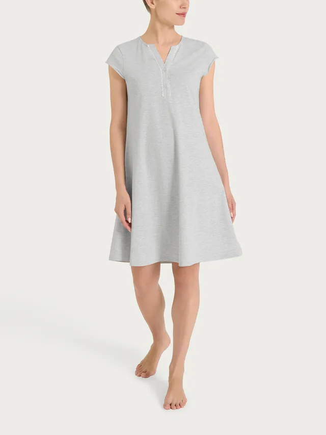 Ragno Jersey Cotone Camicia da Notte Ghiaia Mel. collo serafino