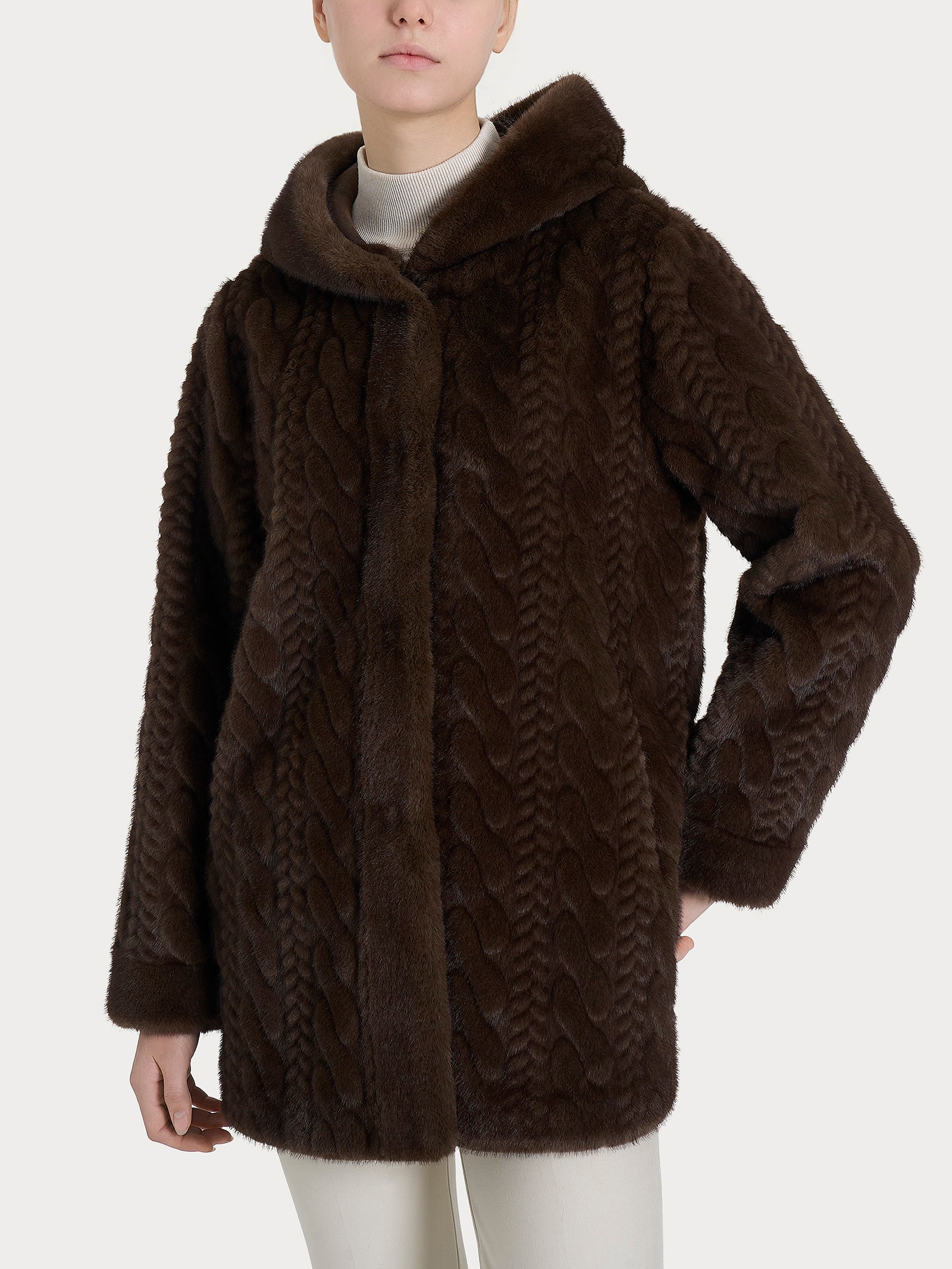 Ragno cappotto double-face Vegan Fur marrone donna