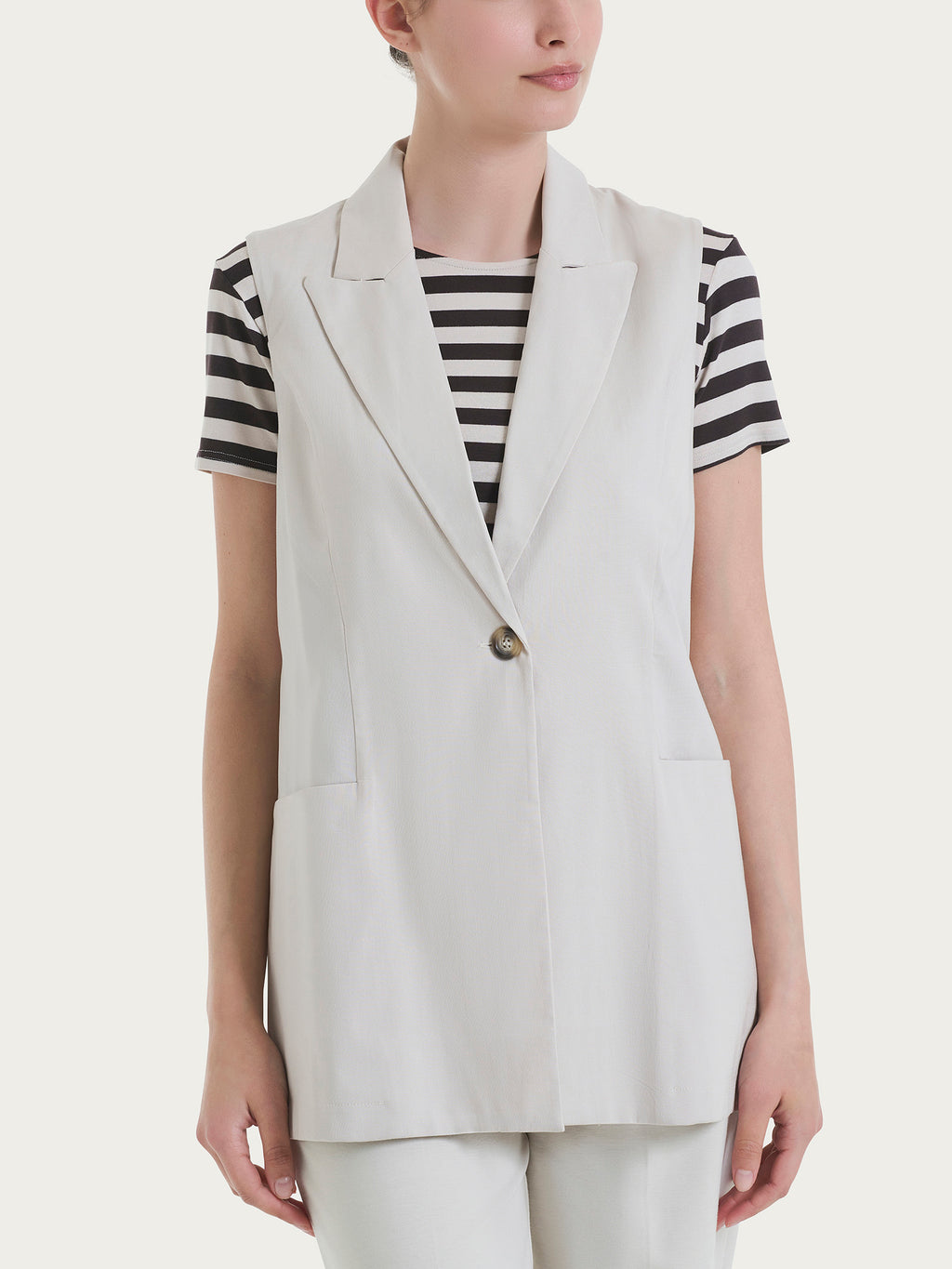Ragno Super Natural Long Waistcoat gilet champignon con tasche