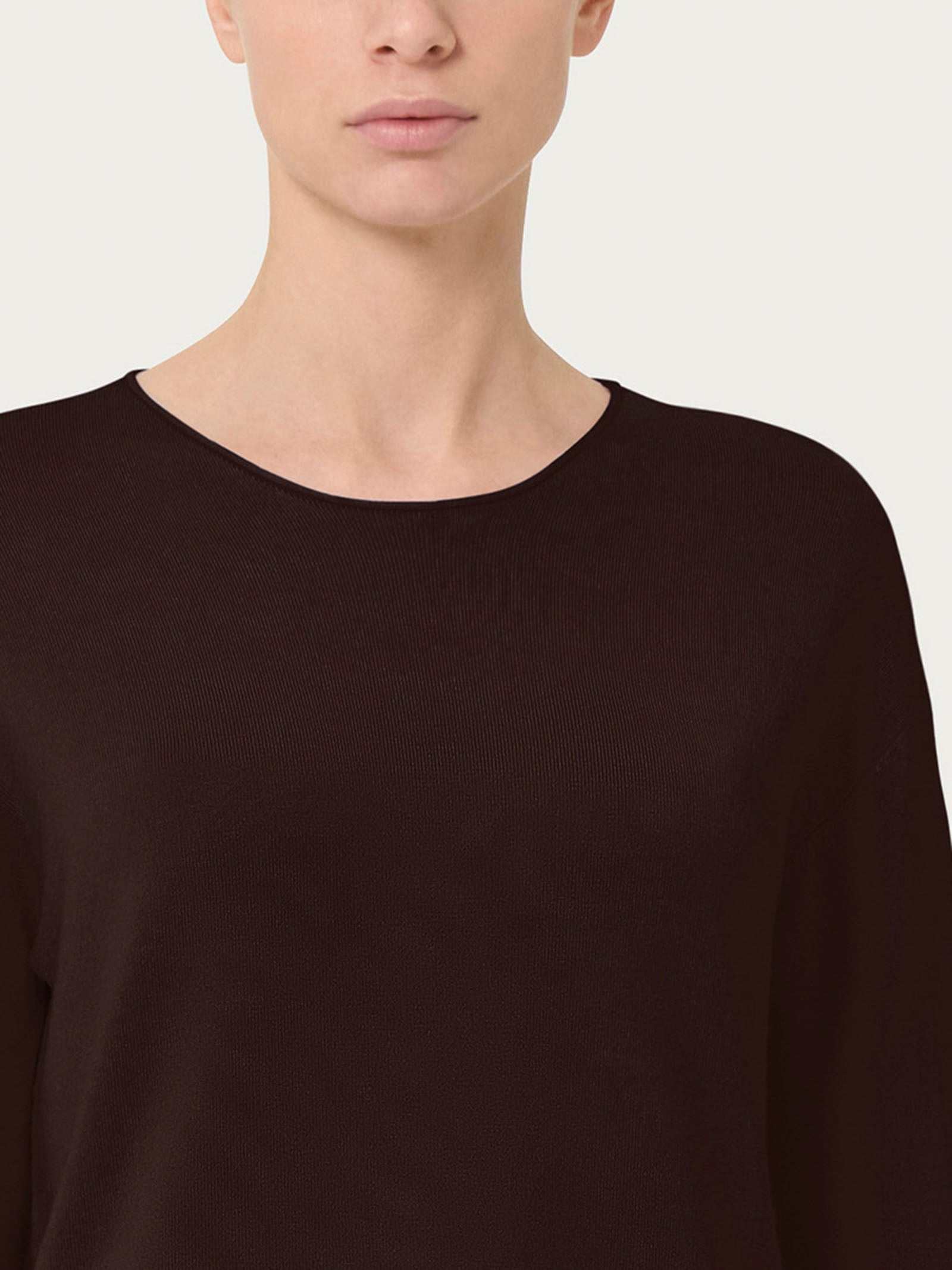 Ragno Four Seasons maglia asimmetrica girocollo Chocolate viscosa