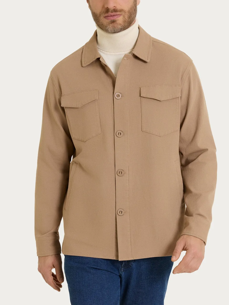 Ragno Shacket Canvas Stretch giacca uomo Tiger's Eye cotone
