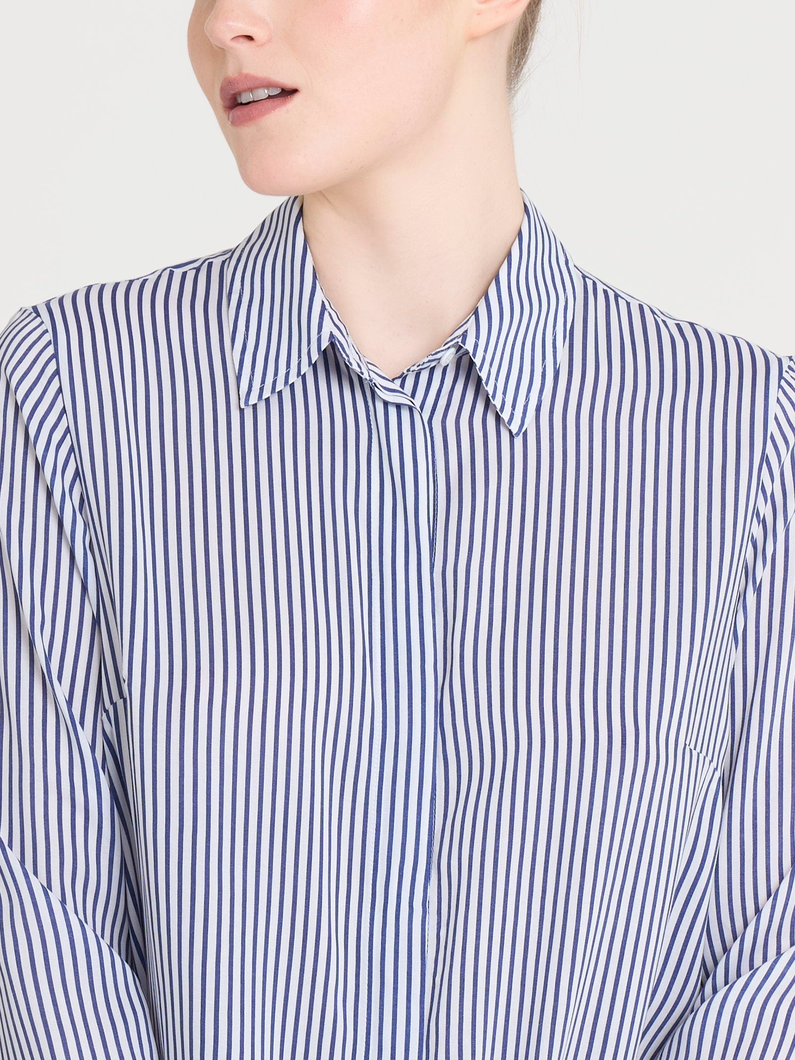 Ragno Ecoseta Camicia Rigata Manica Lunga Fant. White