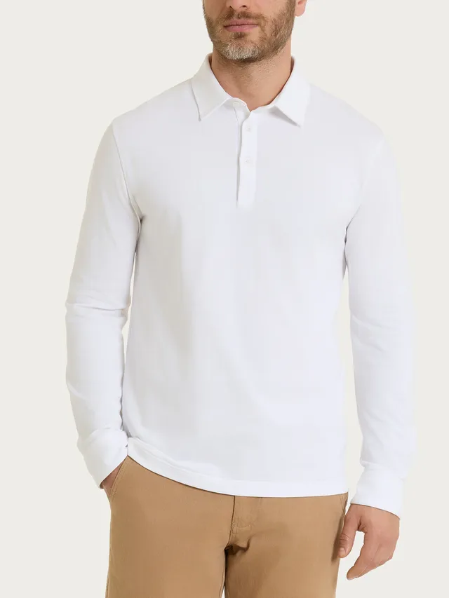 Ragno Cotton Piquet Polo Manica Lunga Bianco Cotone