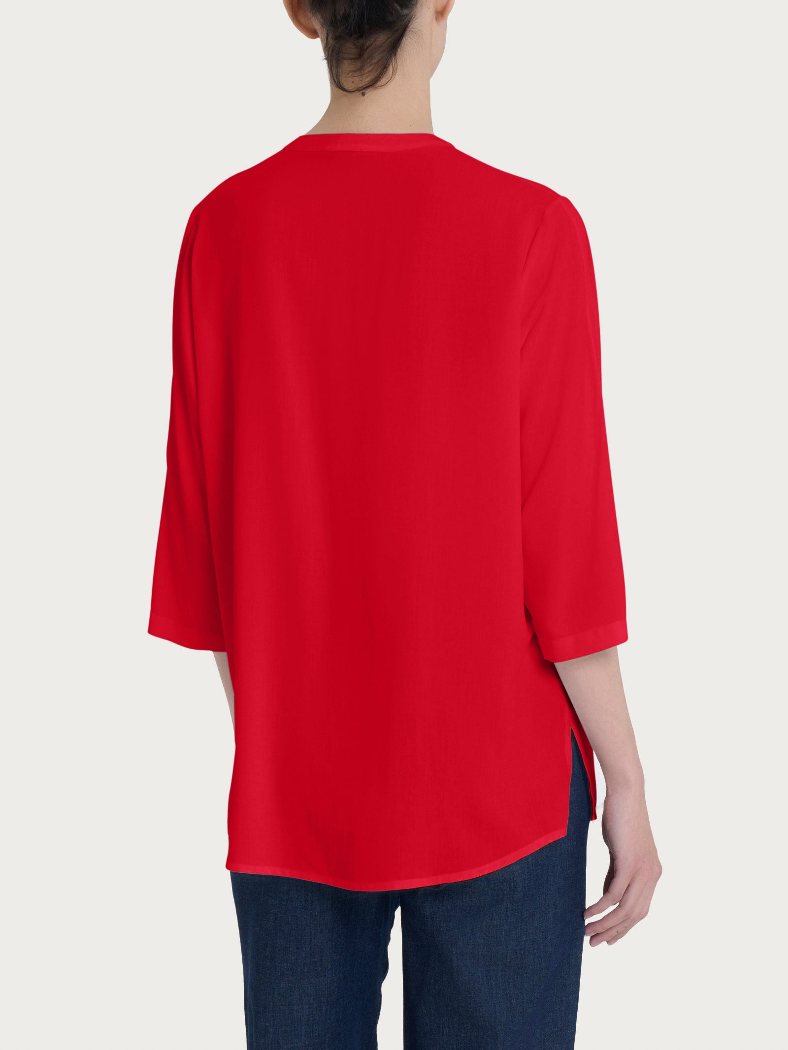 Ragno EcoSeta blusa collo coreana manica 3/4 Salsa raso