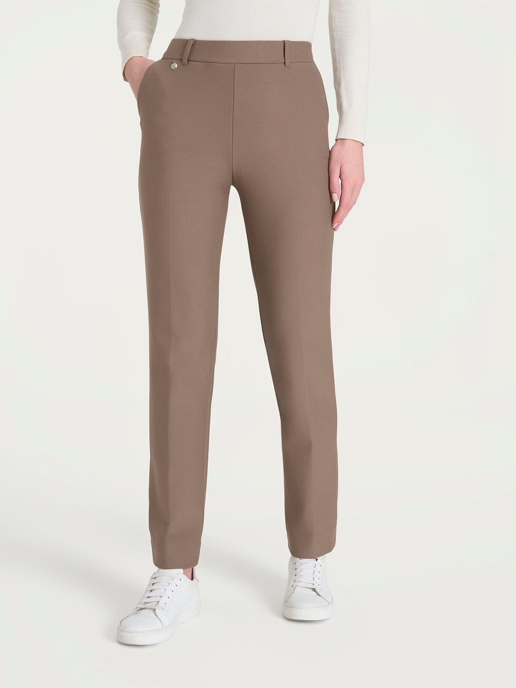 Ragno Compact Pantaloni dritti con tasche Pine Bark vita elasticizzata