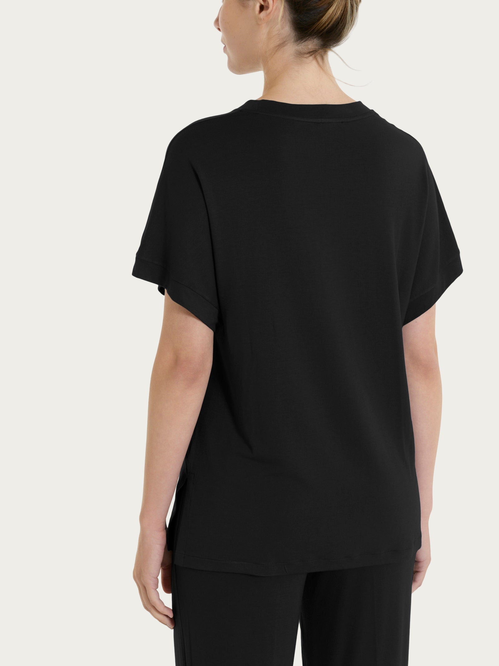 Ragno Viscosa Summer Maglietta Girocollo Occhielli T-Shirt Nero