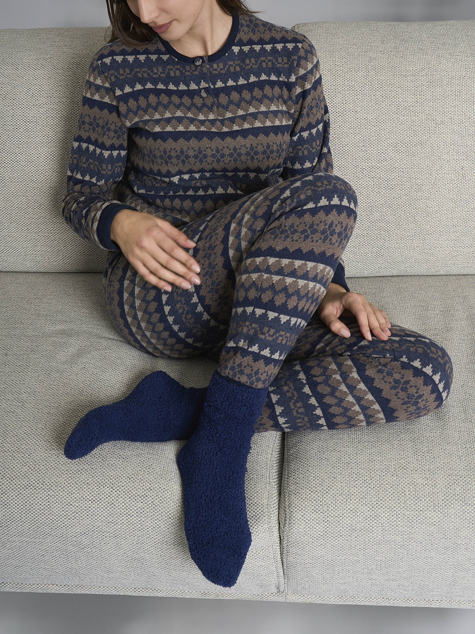 Ragno Cotton Eco Pile pigiama serafino nordico fantasia tenebre