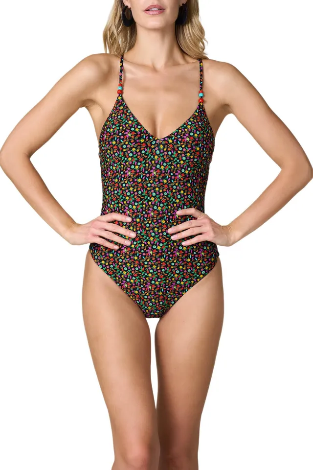 Goldenpoint Wonderland costume intero triangolo floreale