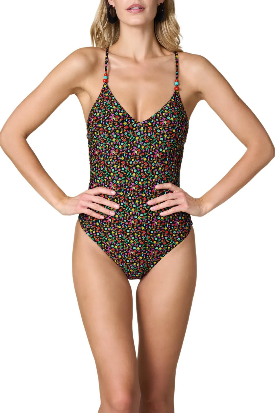 Goldenpoint Wonderland costume intero triangolo floreale