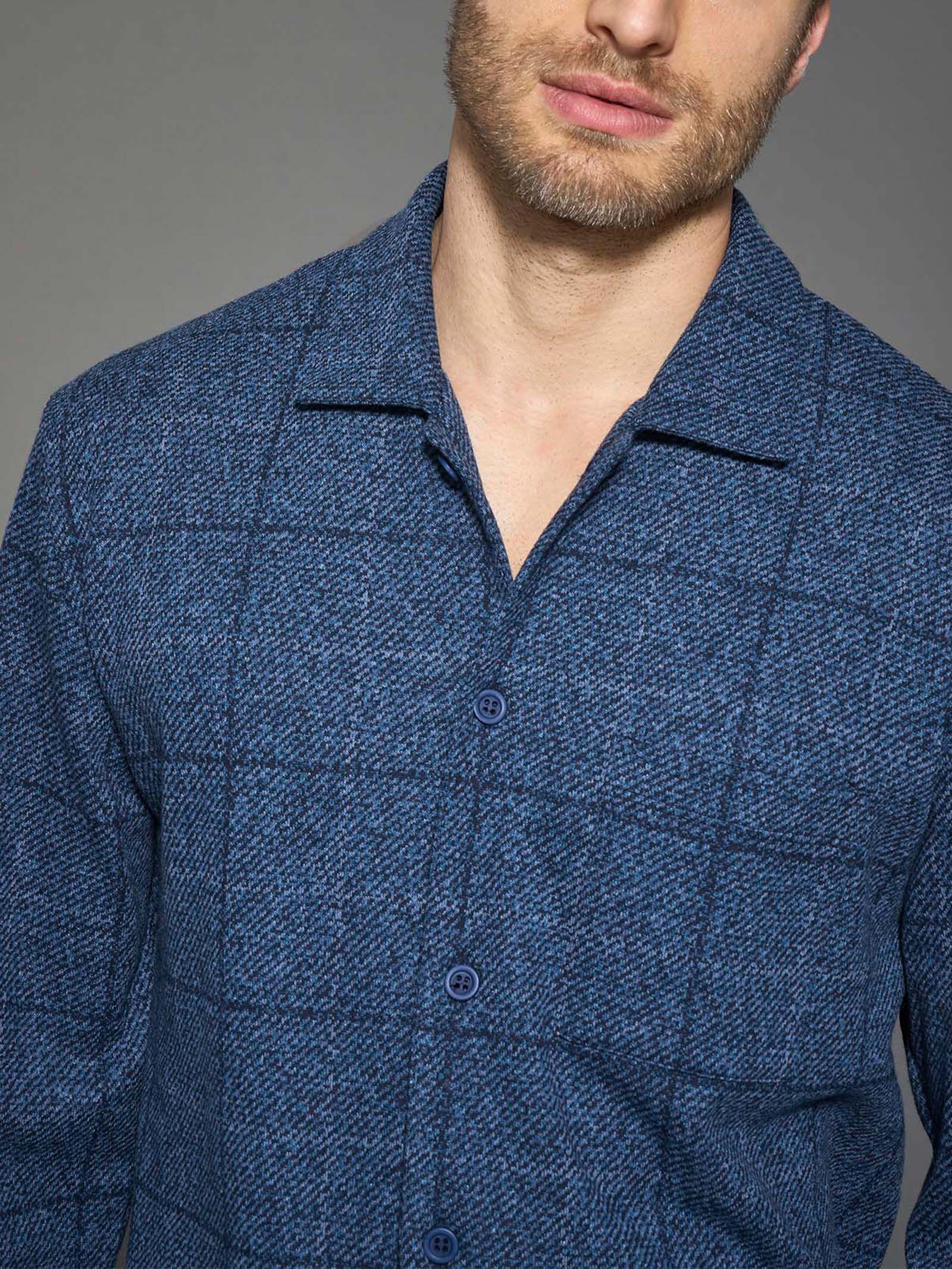Ragno Cotton Eco Pile pigiama aperto uomo Fant.Denim