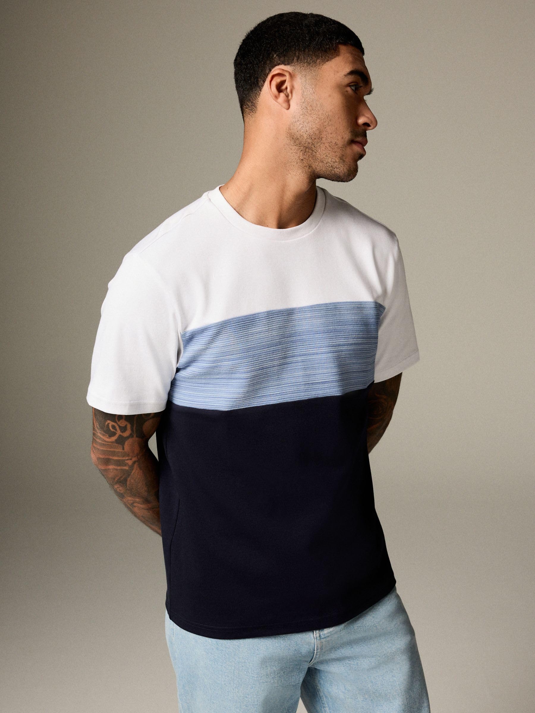 Next t-shirt uomo L a blocchi color block cotone