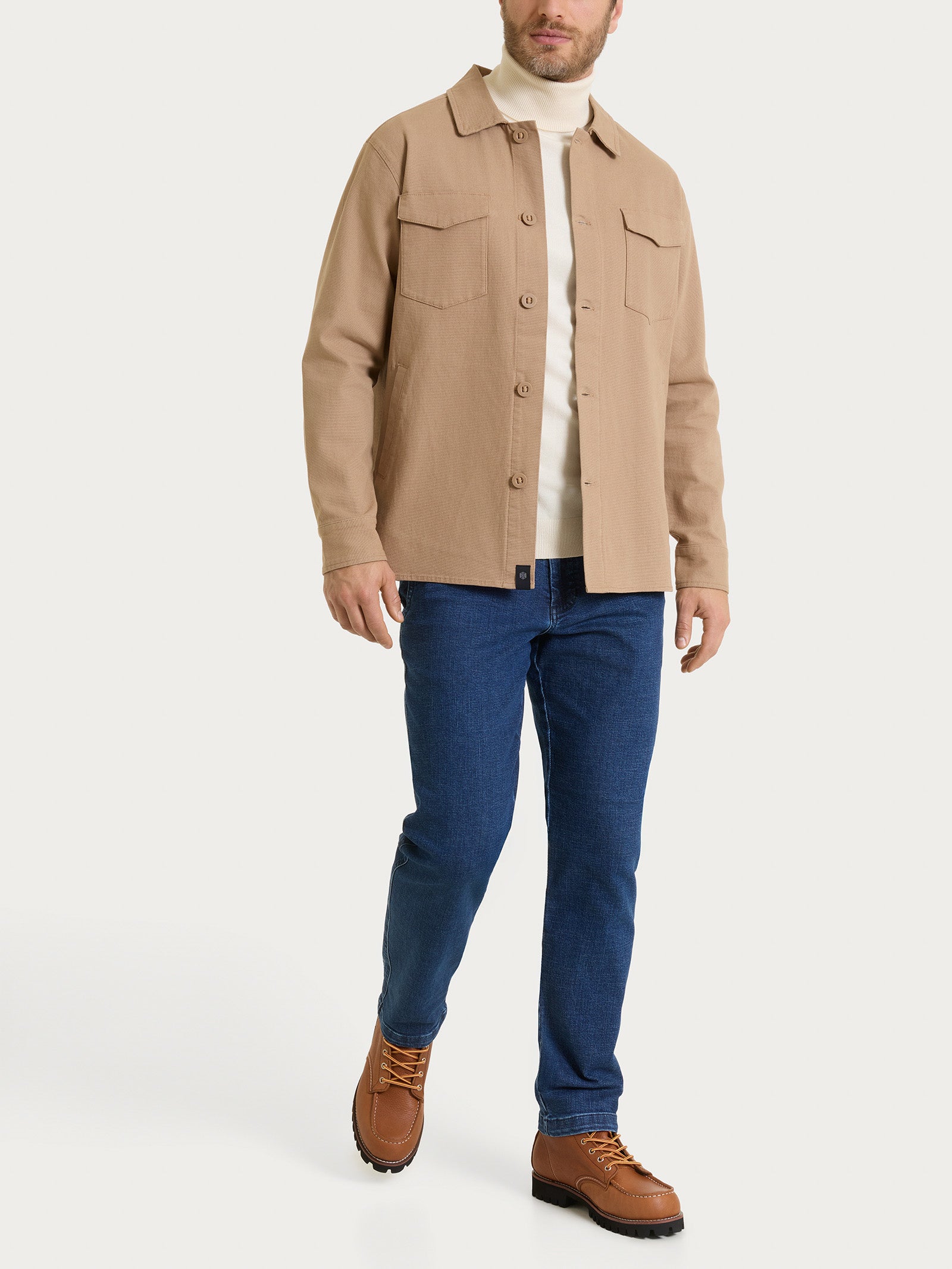 Ragno Shacket Canvas Stretch giacca uomo Tiger's Eye cotone