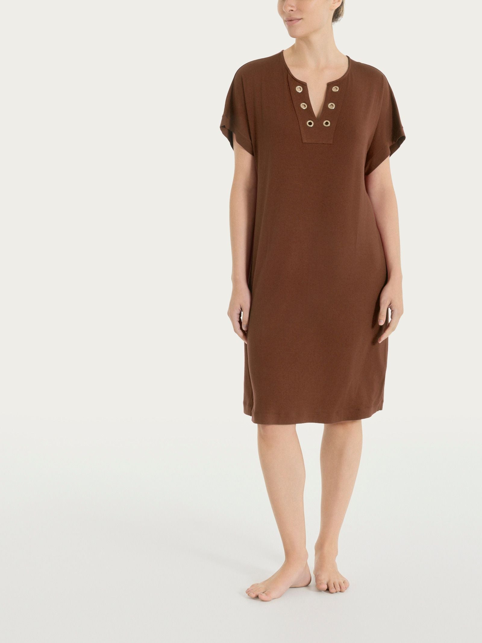 Ragno Viscosa Summer Abito Occhielli Chocolate jersey