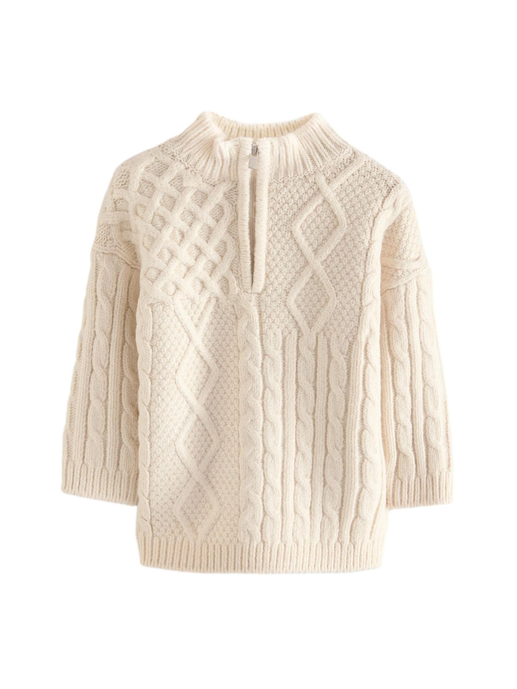 Next maglione bambino trecce con zip collo 62-68