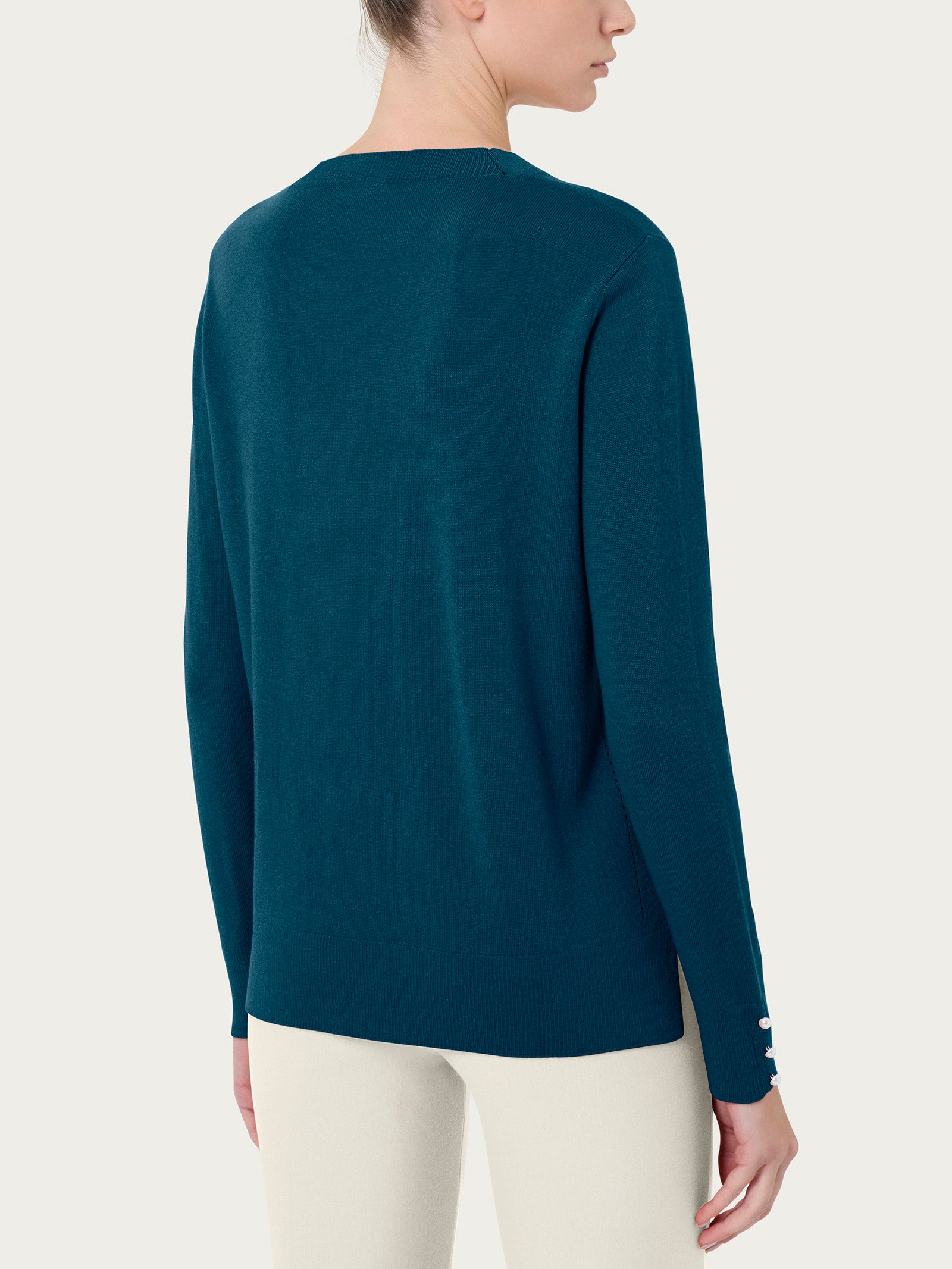 Ragno Merino Soft Maglia Girocollo Perline Reflecting Pond lana