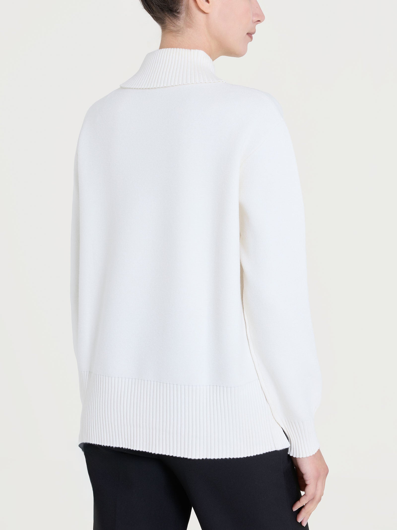 Ragno Super Soft Maglia Collo Alto Avorio con Spacco