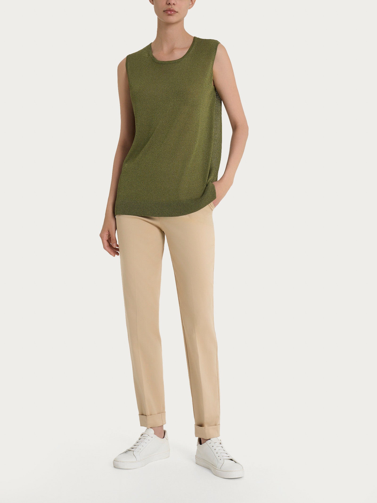 Ragno Crêpe Lurex smanicato donna Sphagnum brillante
