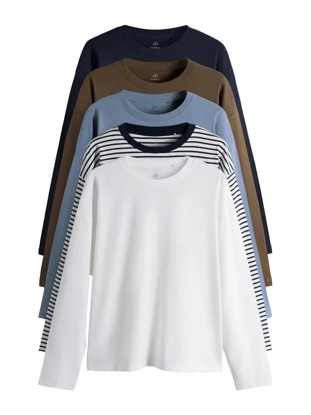 Next The Set Magliette Donna Manica Lunga Confezione da 5 Comoda