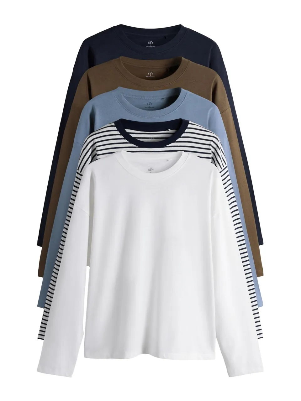 Next The Set Magliette Donna Manica Lunga Confezione da 5 Comoda