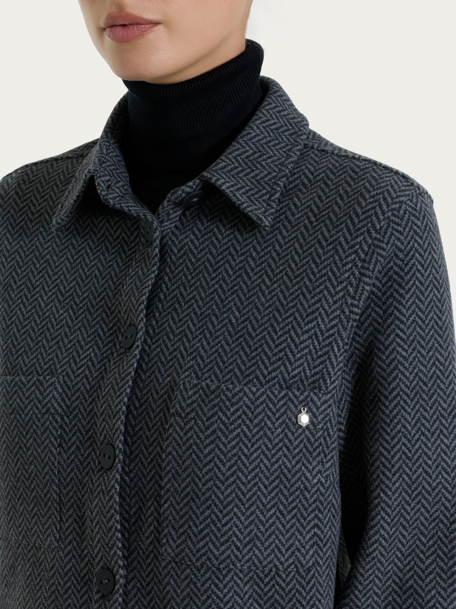 Ragno Eco Jacquard Giacca Shacket Donna Oscuro Spigato