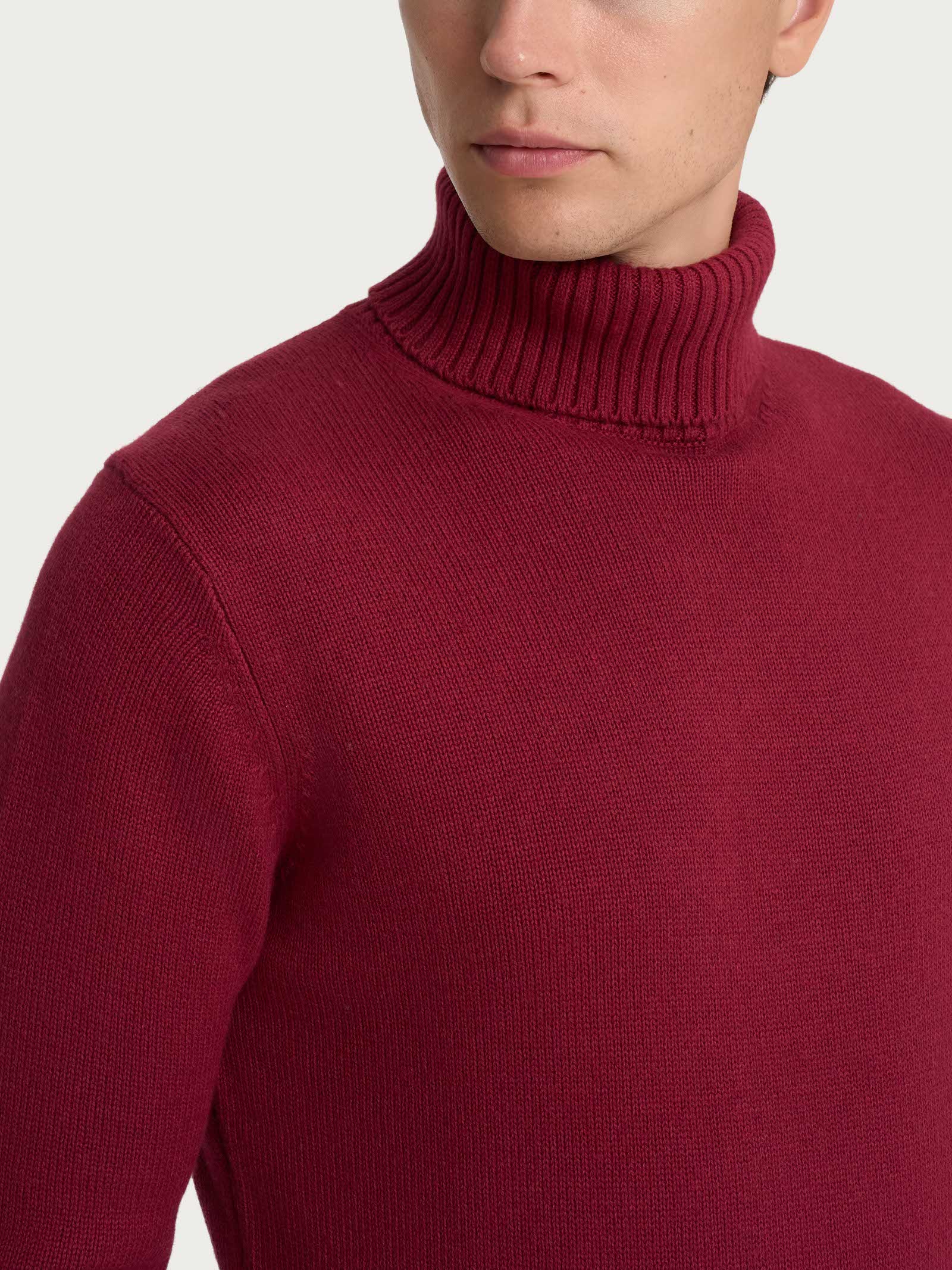 Ragno Merino Soft Dolcevita Collo Roule uomo lana Tibetan Red
